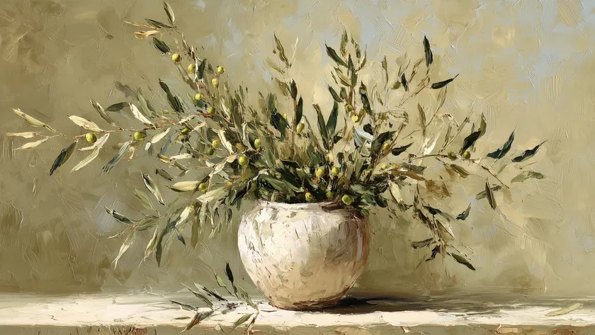 Olive Branches in Ivory