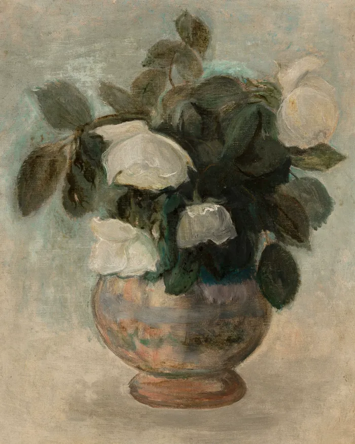 White Roses in Vase